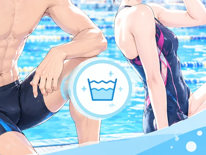 競泳水着を正しく洗って長く使うイメージ