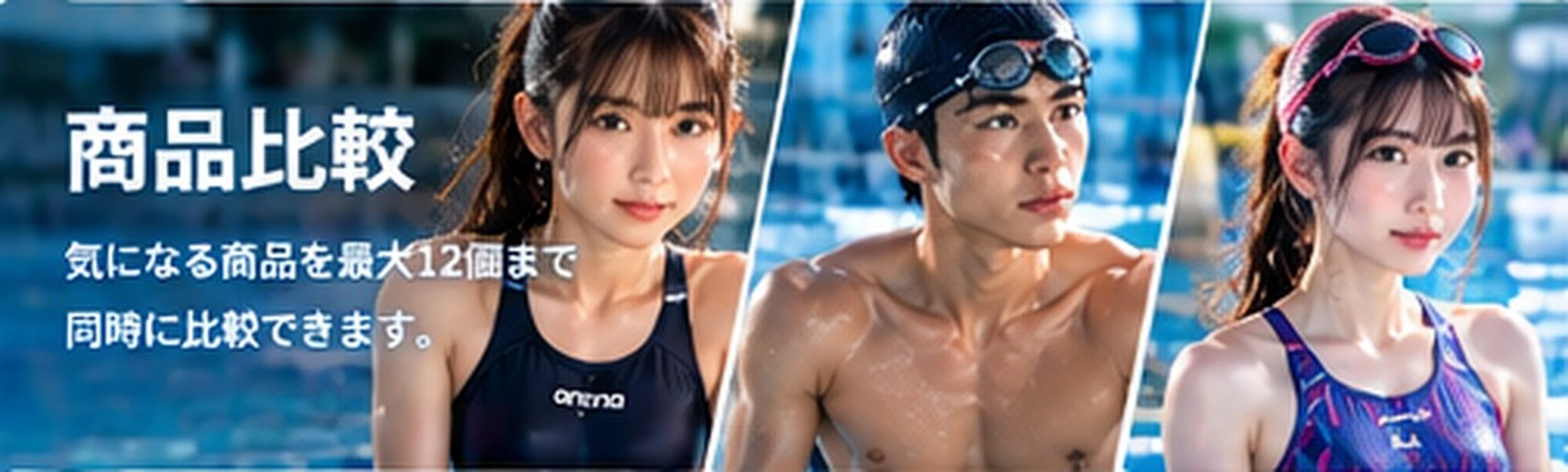 AI生成の競泳水着モデル。あなたにぴったりの一着を探そう